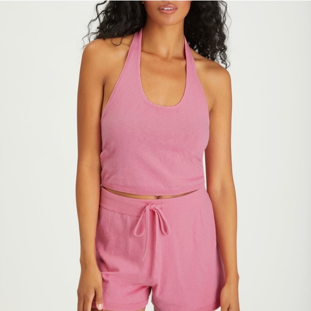 Anthropology Sanctuary essential halter top in sugar pink color. Size la…
